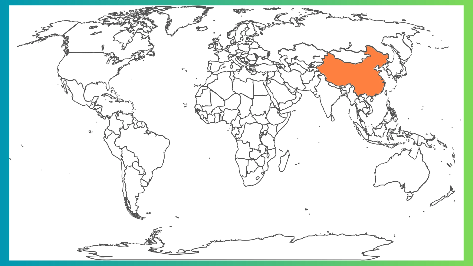 World map with China highlighted