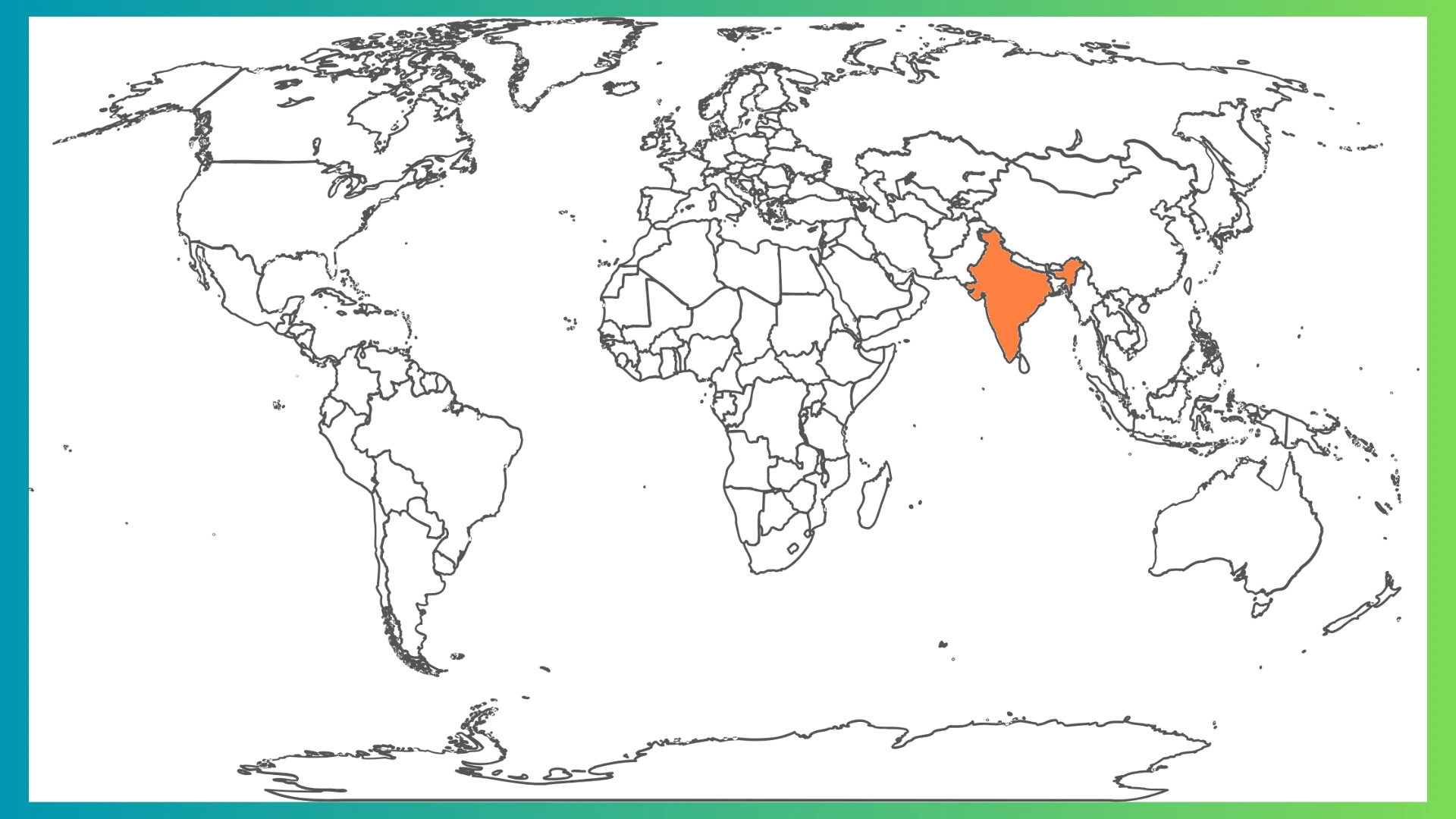 World map with India highlighted