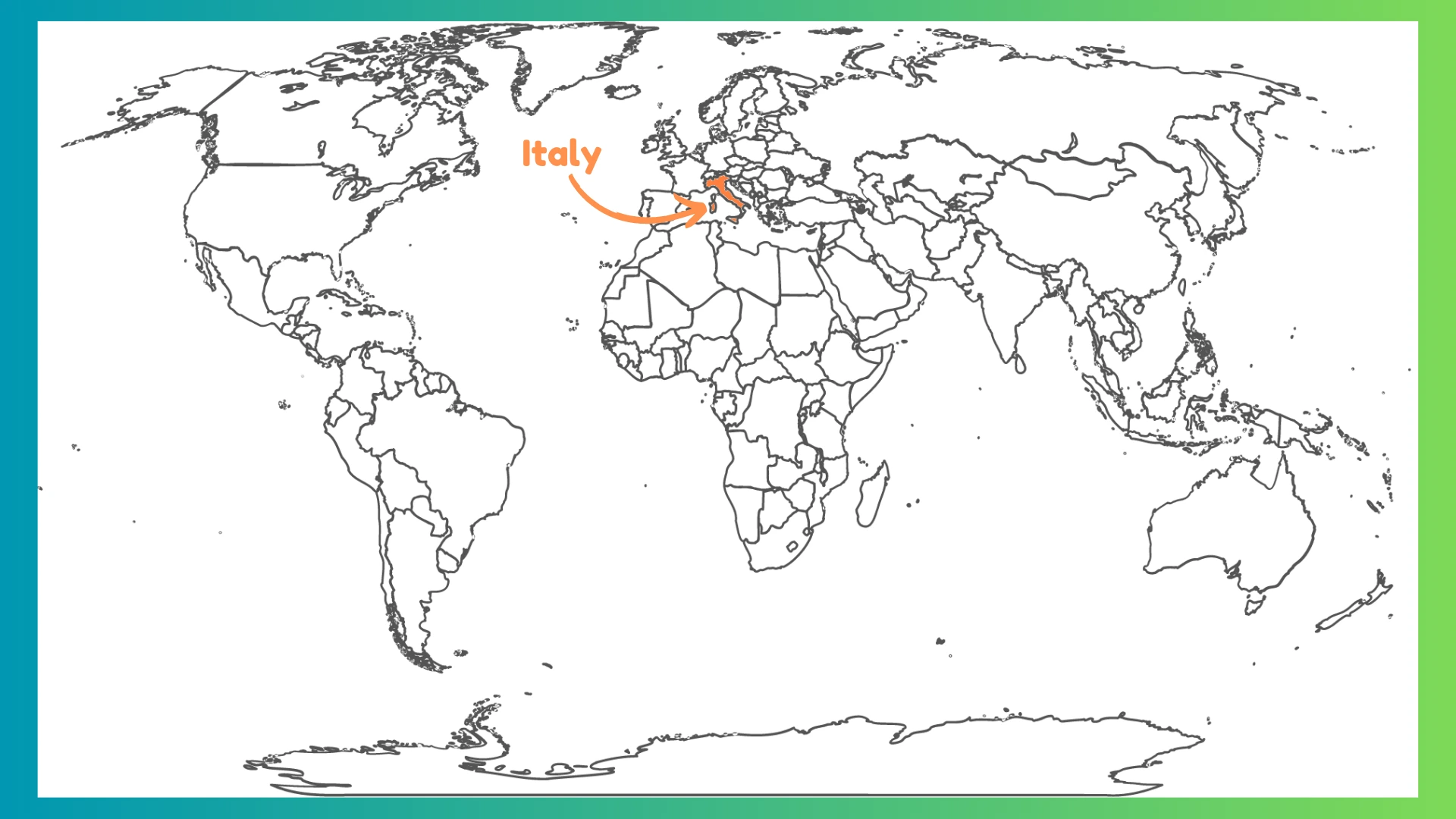 World map with Italy labeled