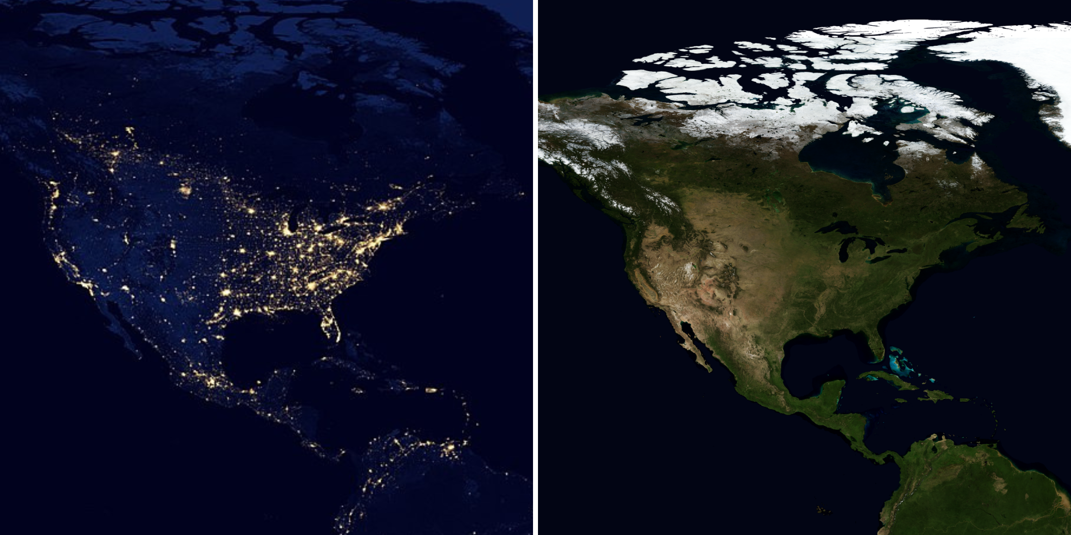 North America day vs night comparison