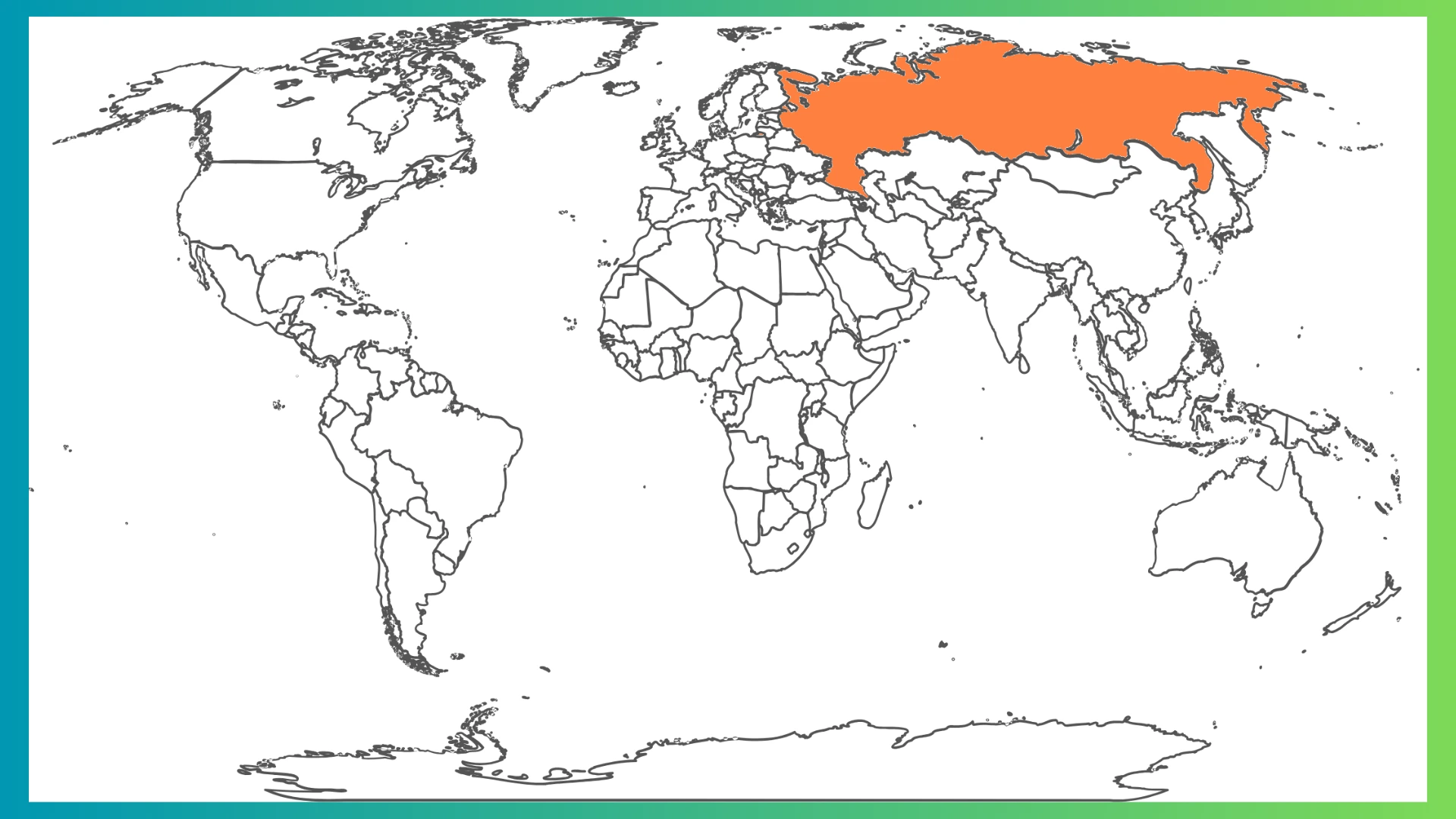 World map with Russia highlighted in orange