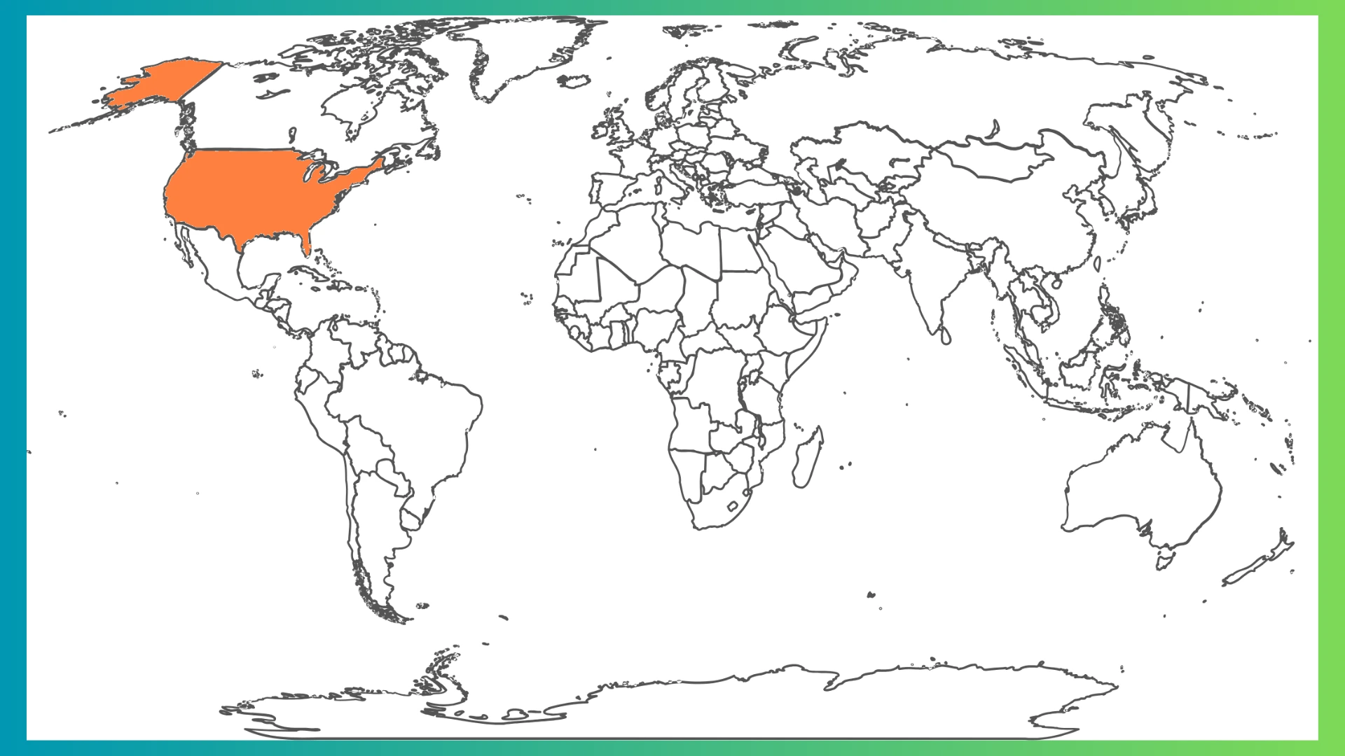 World map with USA highlighted, showing Alaska