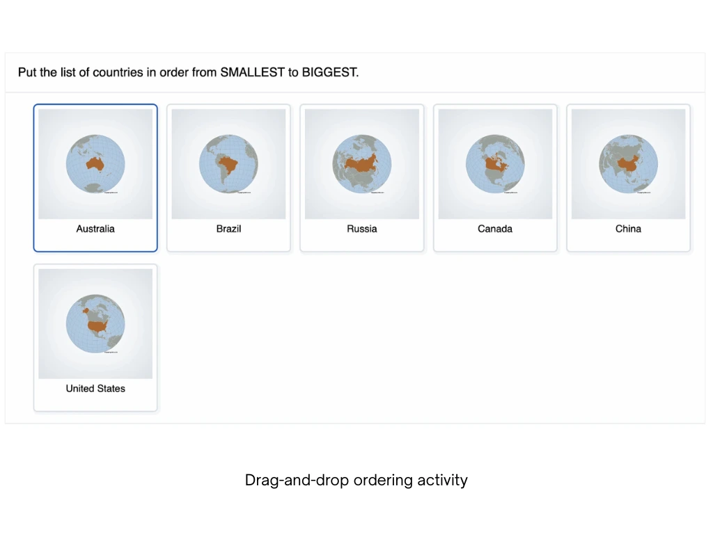 Drag-and-drop ordering activity