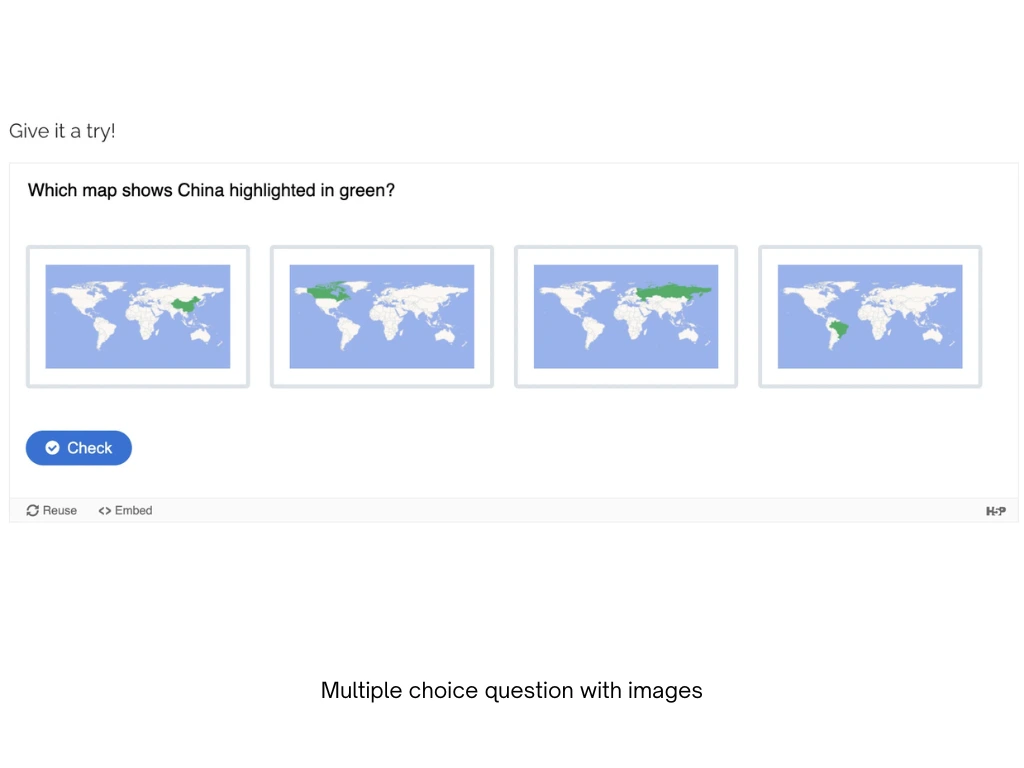 Multiple choice question with map images