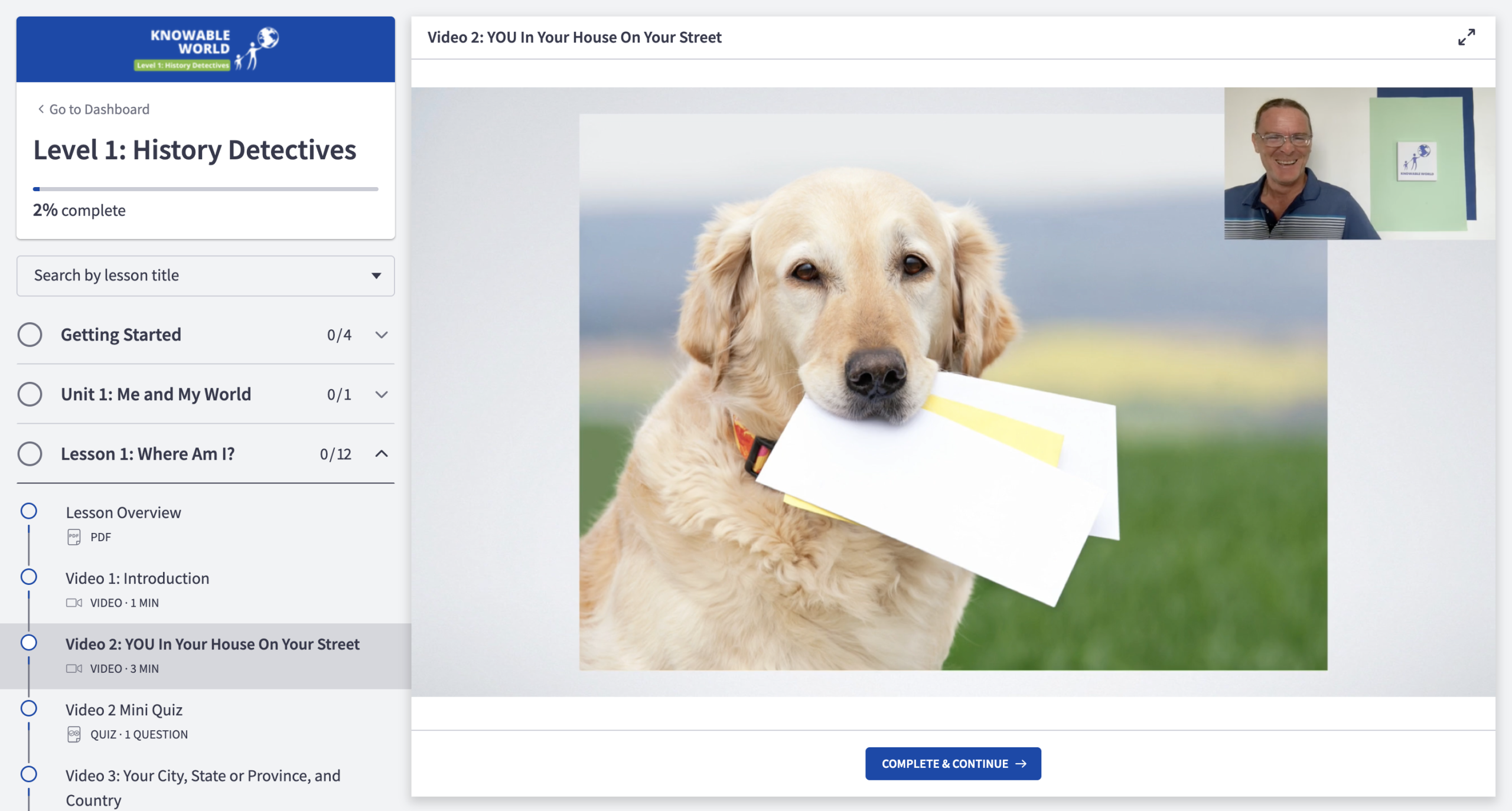 LMS screenshot showing course progress